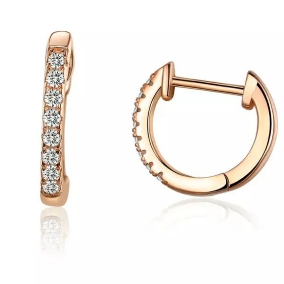 925 Sterling Silver Rose Gold Earrings - Picture 1 of 8